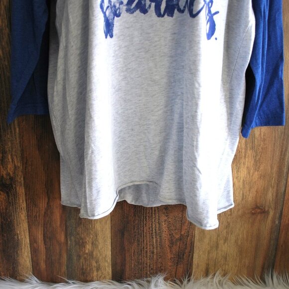 Next Level Plus Size 3/4 Sleeve Blue/Gray Tee Tshirt XXL - Picture 3 of 5